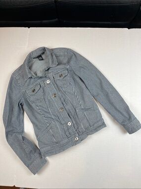 Baccini Railroad Stripe Denim Jacket- size small